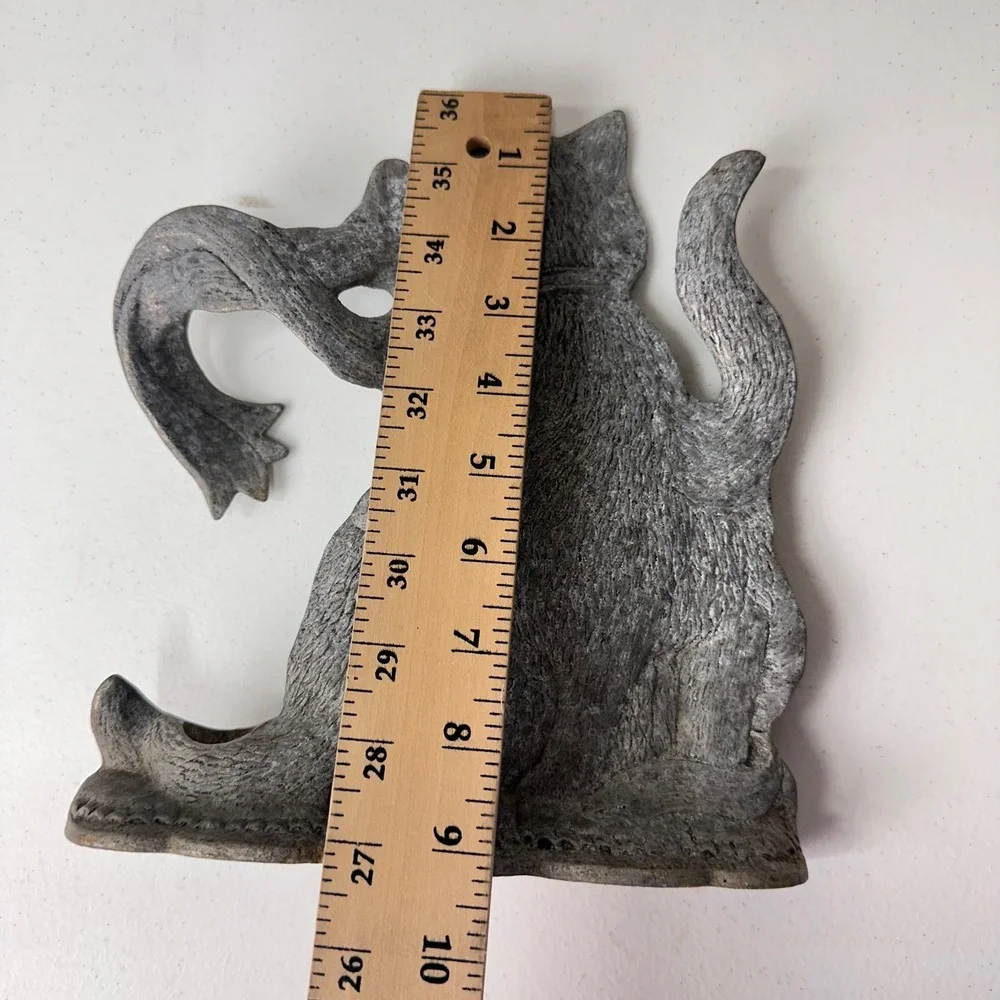 Vintage Pewter Cat Candle Holder Silver Cottage‎ Grandma Door Stopper